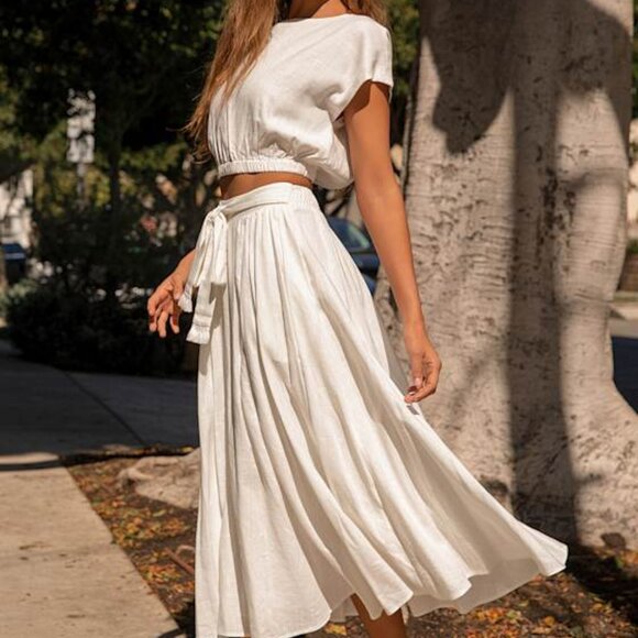 Lulus Brings You Back Ivory Two-piece Midi Dress White - Size M - Picture 1 of 5